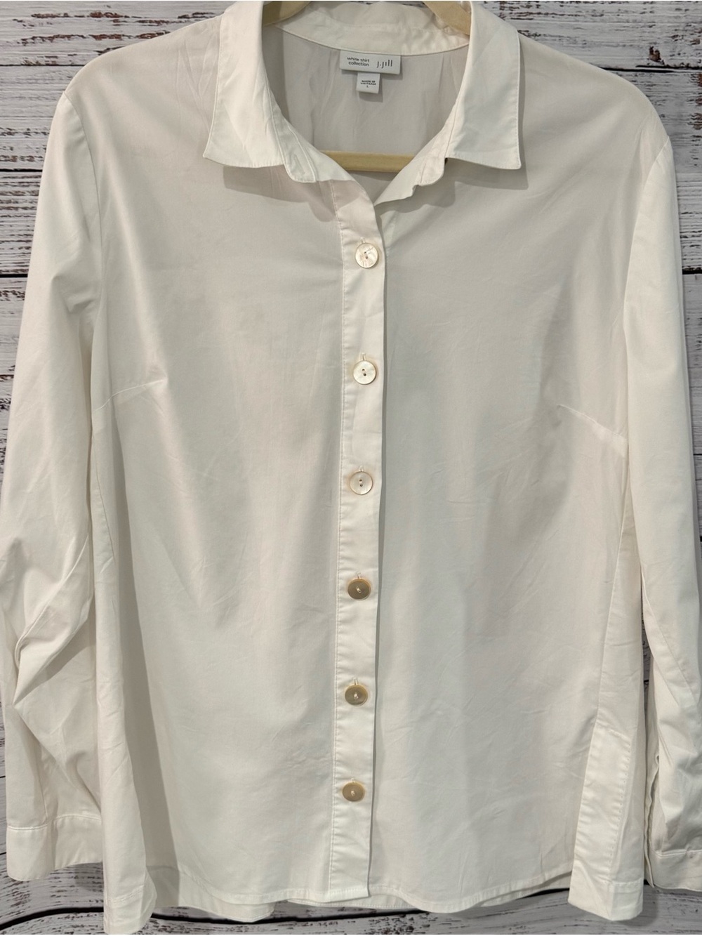 J. Jill White Shirt Collection Classic Button-Down Long Sleeve Collared Shirt